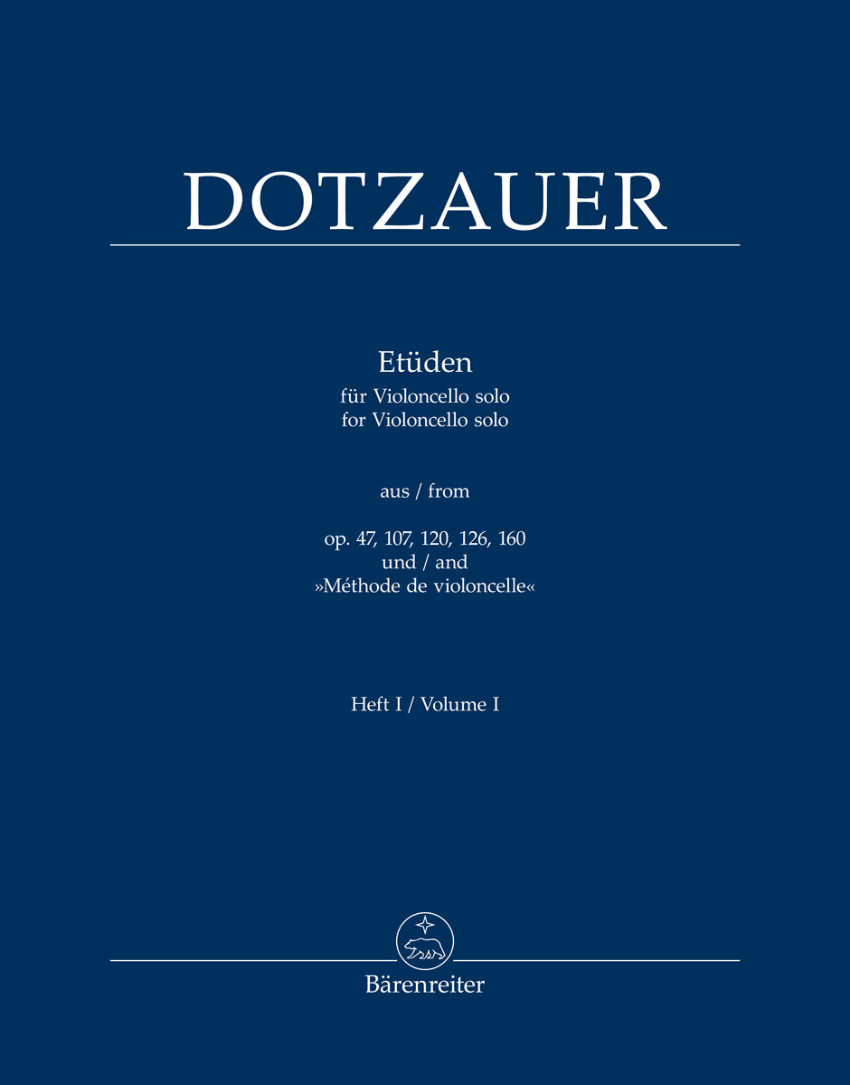 Dotzauer, Friedrich - Etudes for Cello, Volume I - edited by Kennaway - Barenreiter Urtext