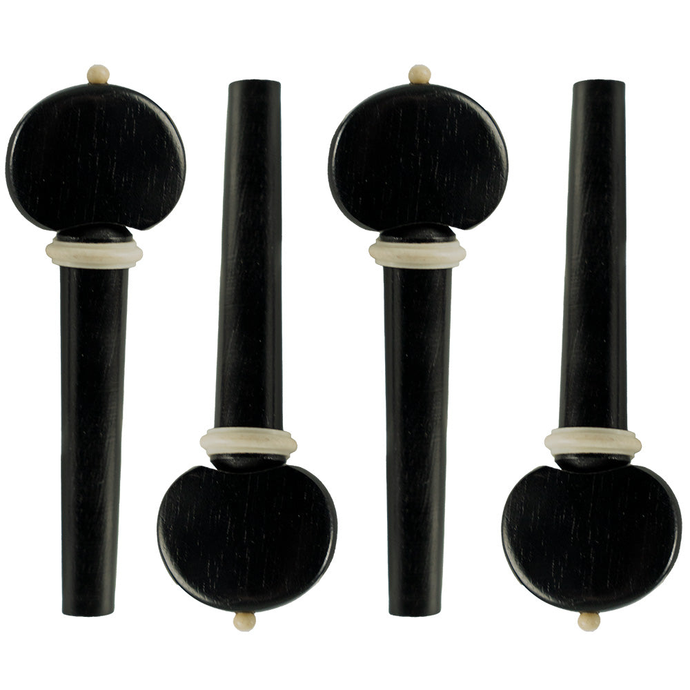 Set of Hill Model Ebony Violin Pegs with White Pin 4/4 Size