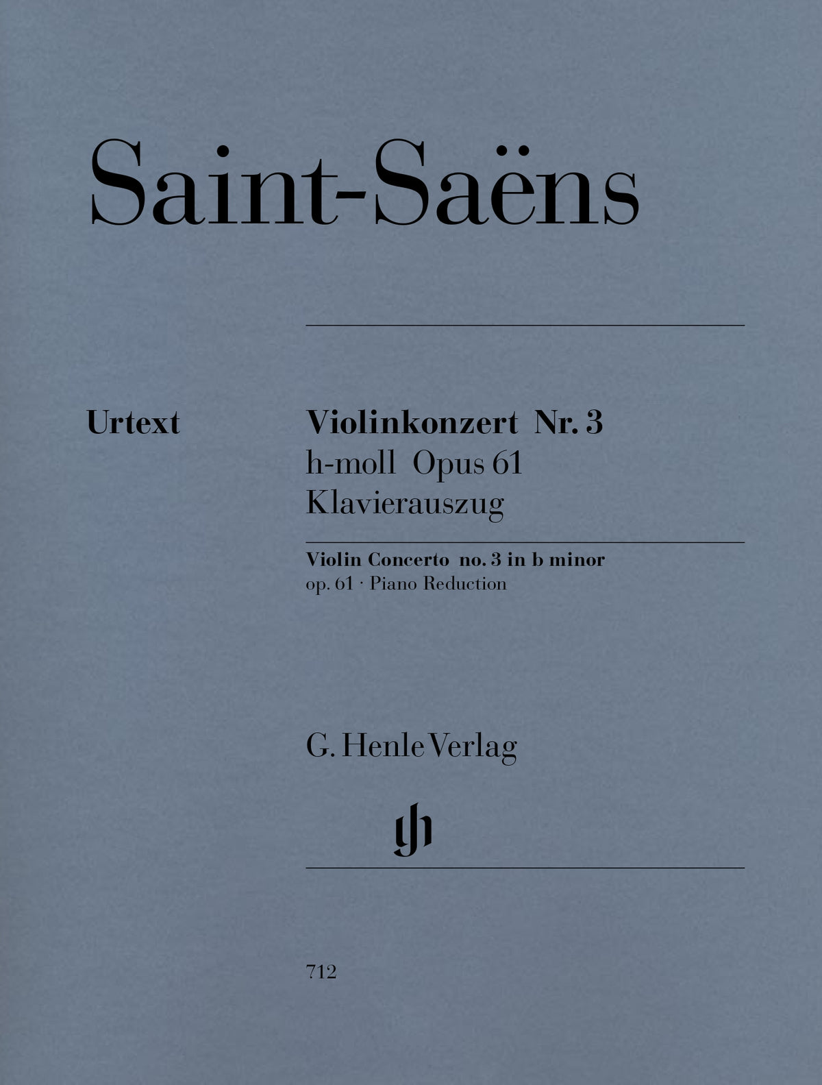 Saint-Saëns, Camille - Violin Concerto No. 3 in B Minor, Op. 61 - Violin and Piano - edited by Peter Jost - G. Henle Verlag