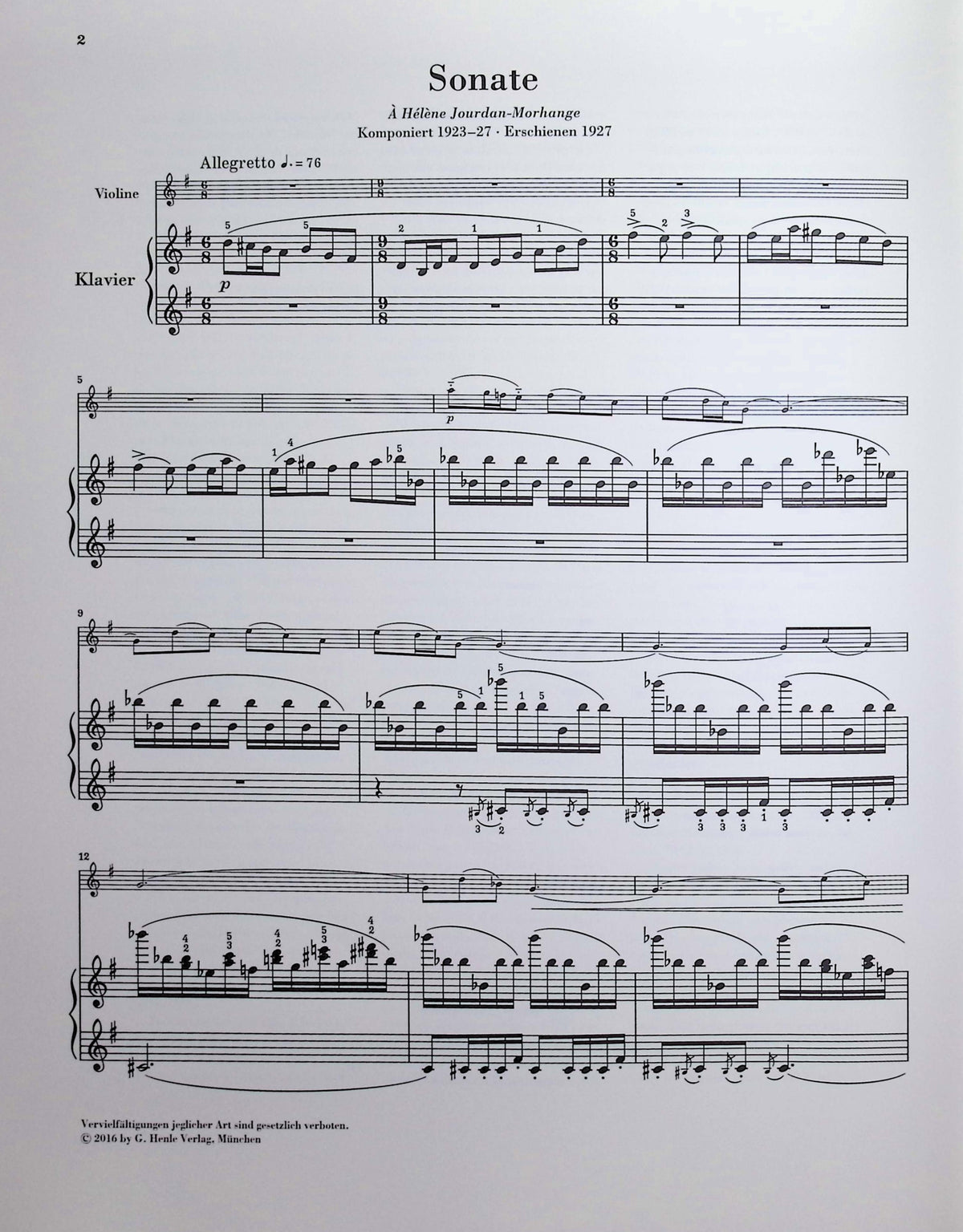 Ravel, Maurice - Sonata in G major for Violin and Piano - Edited by Kramer - G Henle Verlag URTEXT