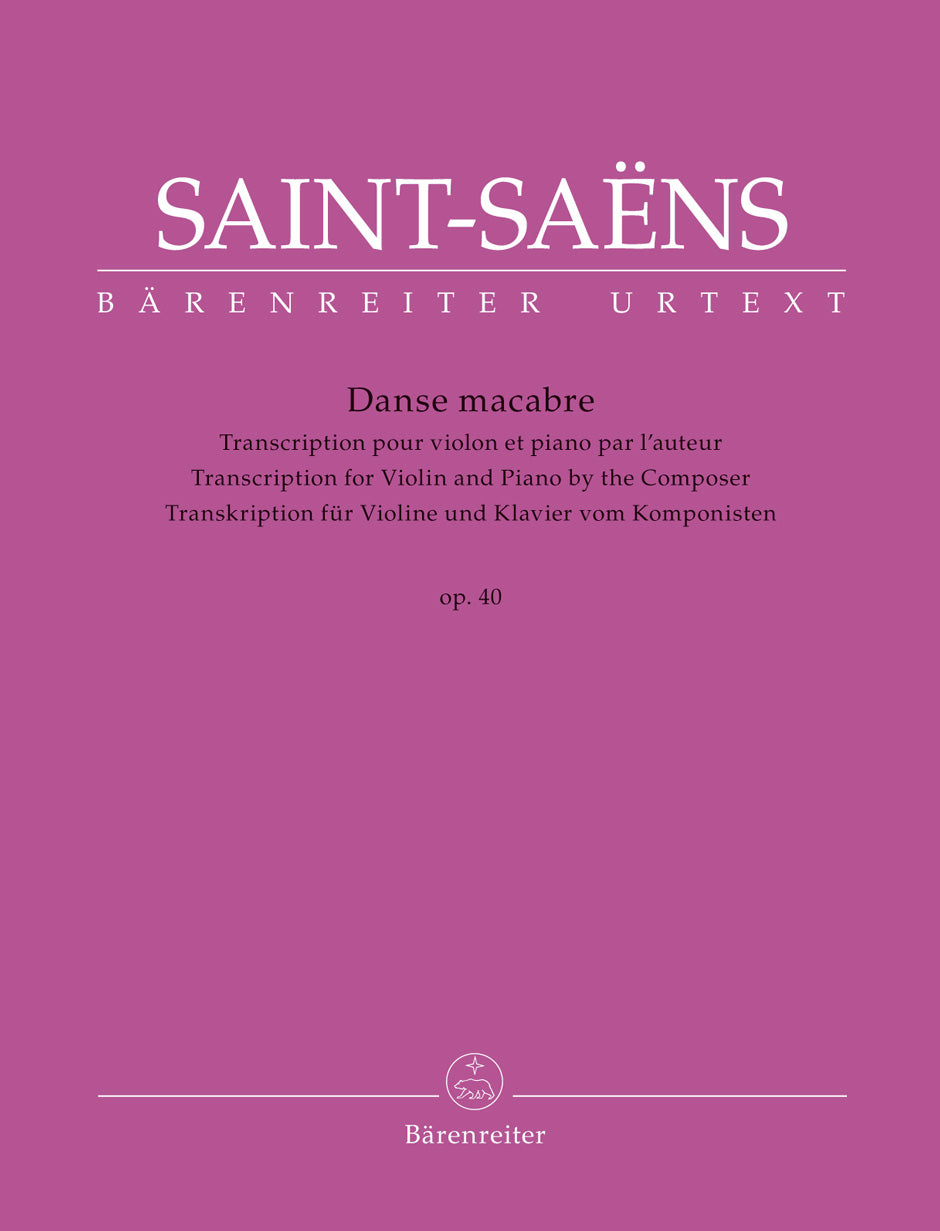 Saint-Saëns, Camille - Danse macabre, Op. 40 (version for violin & piano) - edited by Drèze - Barenreiter Urtext