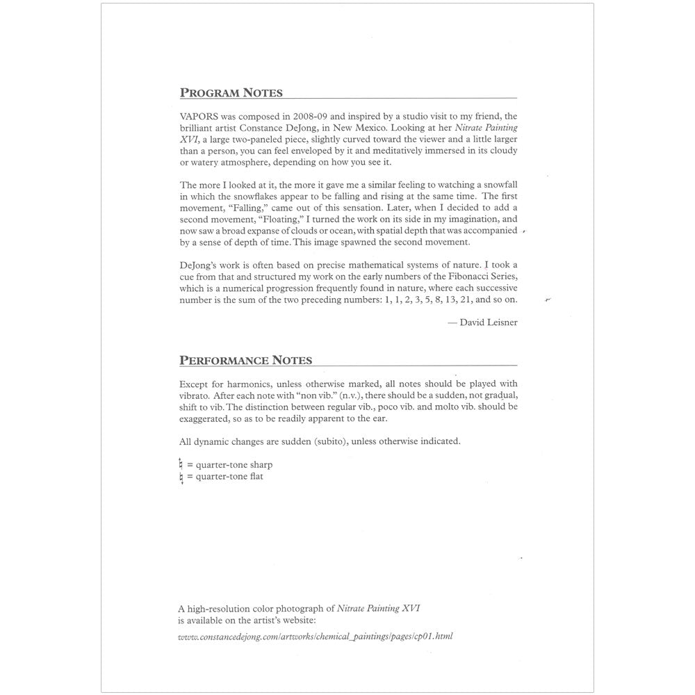 Leisner, David - Vapors - Solo Viola - Presser