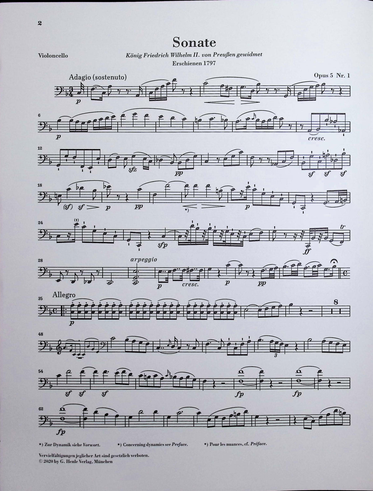 Beethoven, van Ludwig - Sonata in F major op. 1 for Piano and Violoncello - Edited by Dufner - G. Henle Verlag