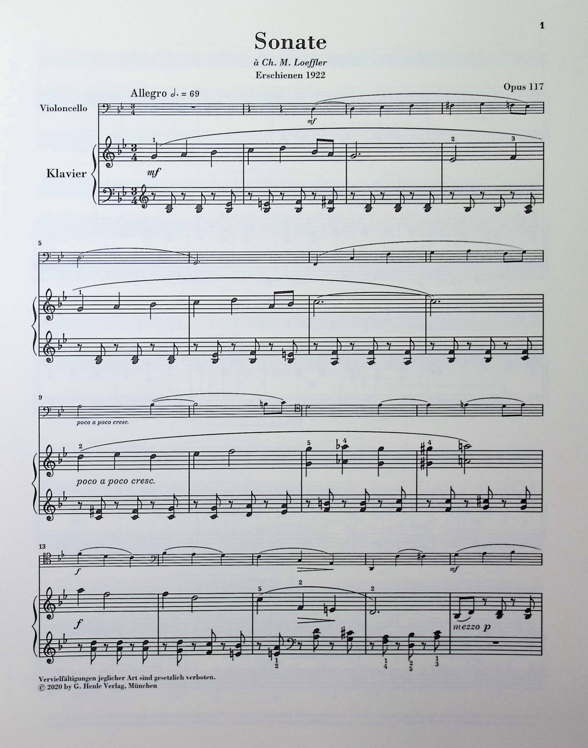 Faure, Gabriel - Sonata no. 2 in g minor op. 117 for Violoncello and Piano - Edited by Kolb - G. Henle Verlag