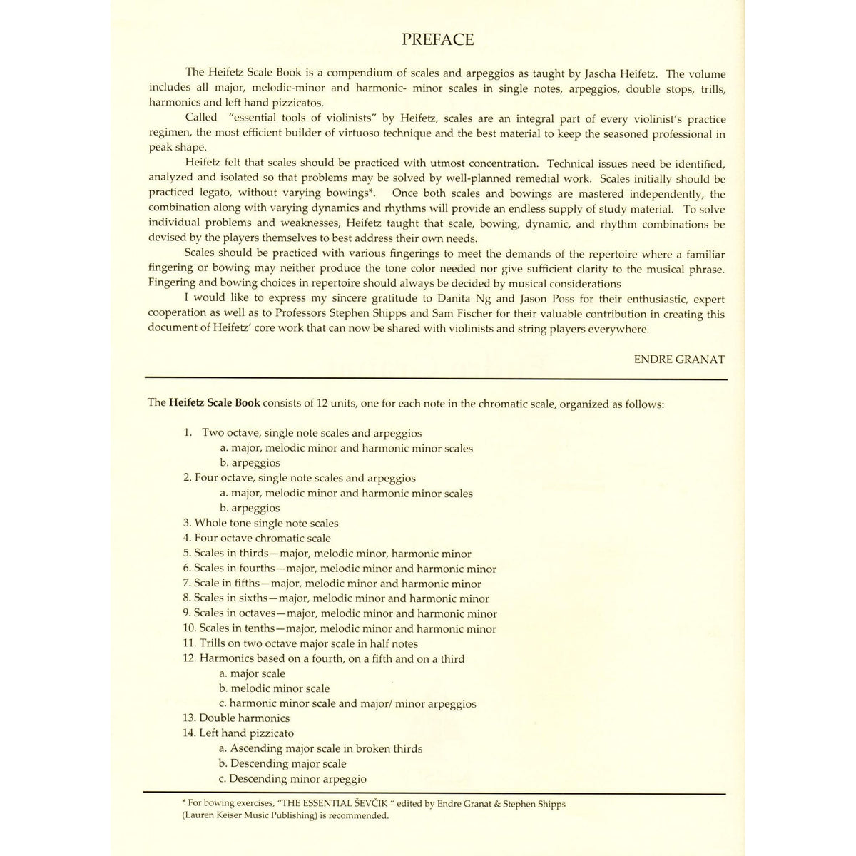 Granat - The Heifetz Scale Book for Violin