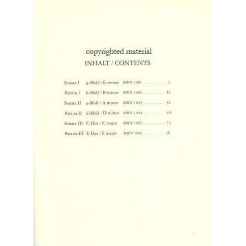 Bach, JS - 6 Sonatas and Partitas, BWV 1001-1006 - Solo Violin - edited by Max Rostal - Edition Peters