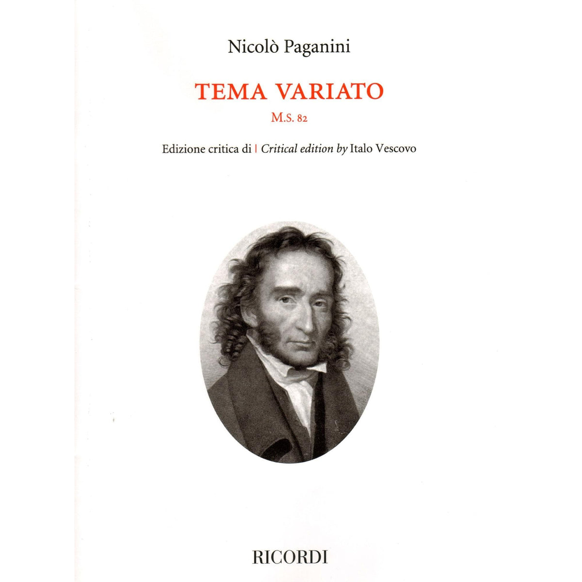 Paganini, Niccolo - Tema Variato, M.S. 82 - for Solo Violin - Ricordi Edition