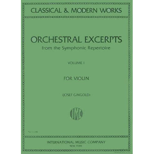 Orchestral Excerpts, Volume 1 - Violin - edited by Josef Gingold - International Music Company