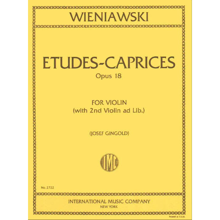 Wieniawski, Henryk - Etudes Caprices, Op 18 - Violin solo with optional 2nd Violin part - edited by Josef Gingold - International Music Company