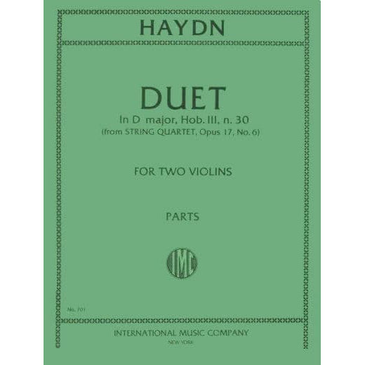 Haydn, Franz Joseph - Duet in D Major, Op 102, Hob III:30 - Two Violins - International Edition