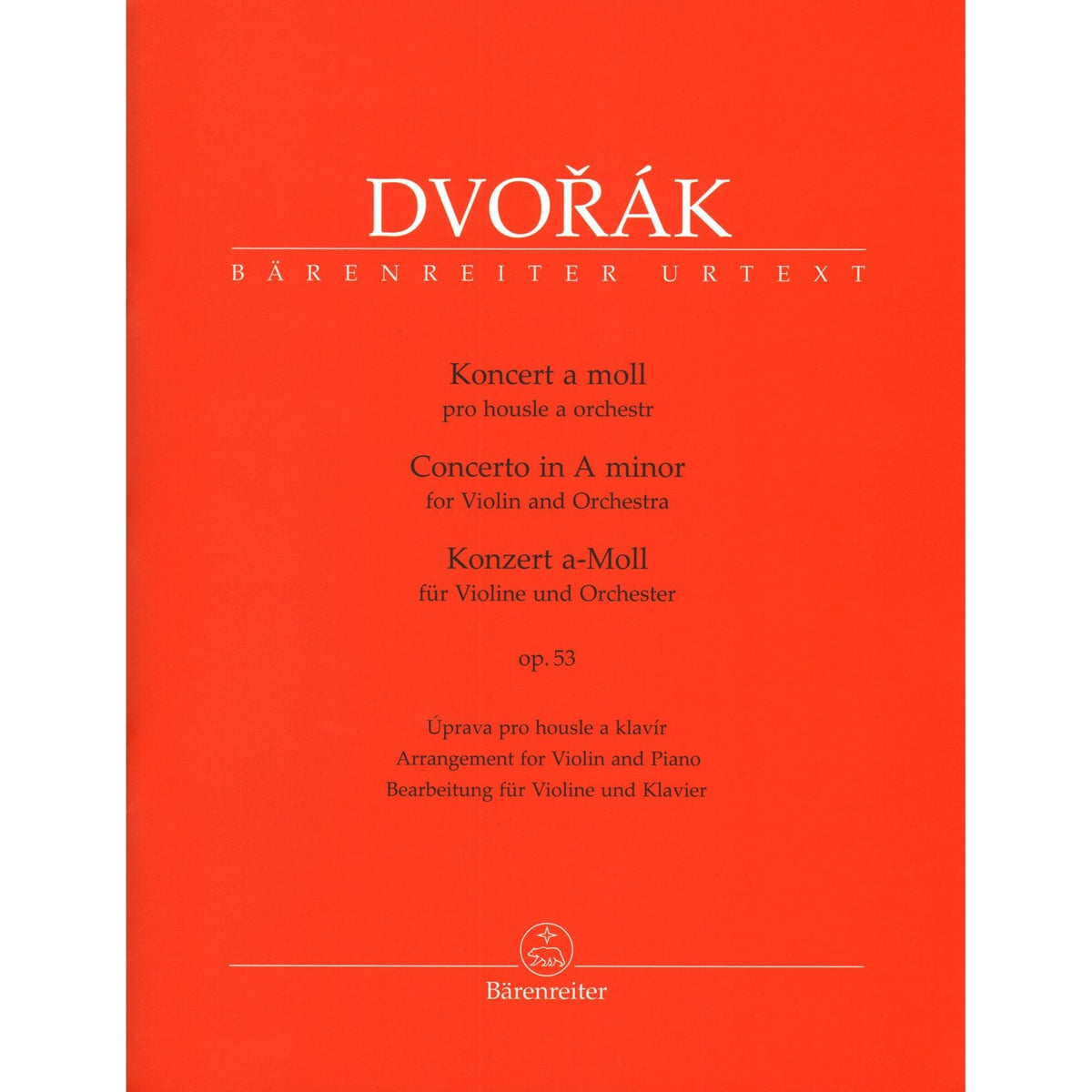 Dvorak, Antonin - Concerto in A minor, op. 53 - for Violin and Piano - edited by Iacopo Cividini - Barenreiter URTEXT