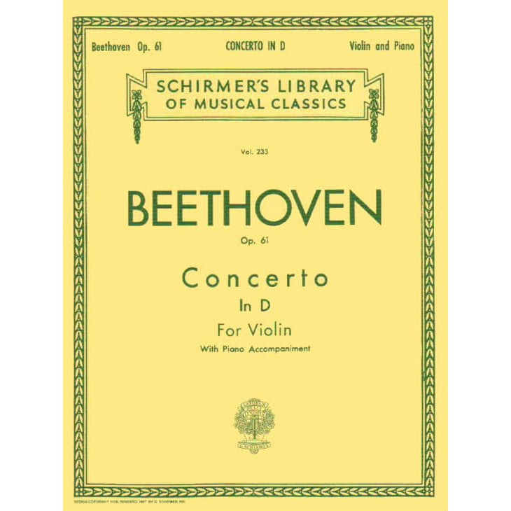 Beethoven, Ludwig - Concerto in D Major Op 61 - Violin and Piano Accom