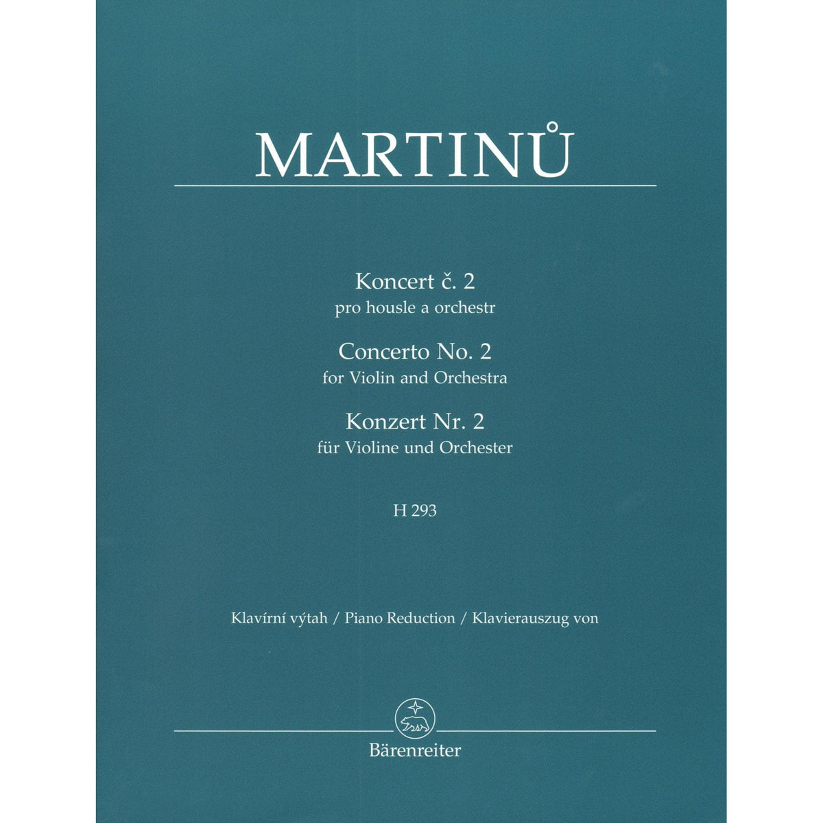 Martinu, Bohuslav - Concerto No. 2 - for Violin and Piano - Barenreiter URTEXT
