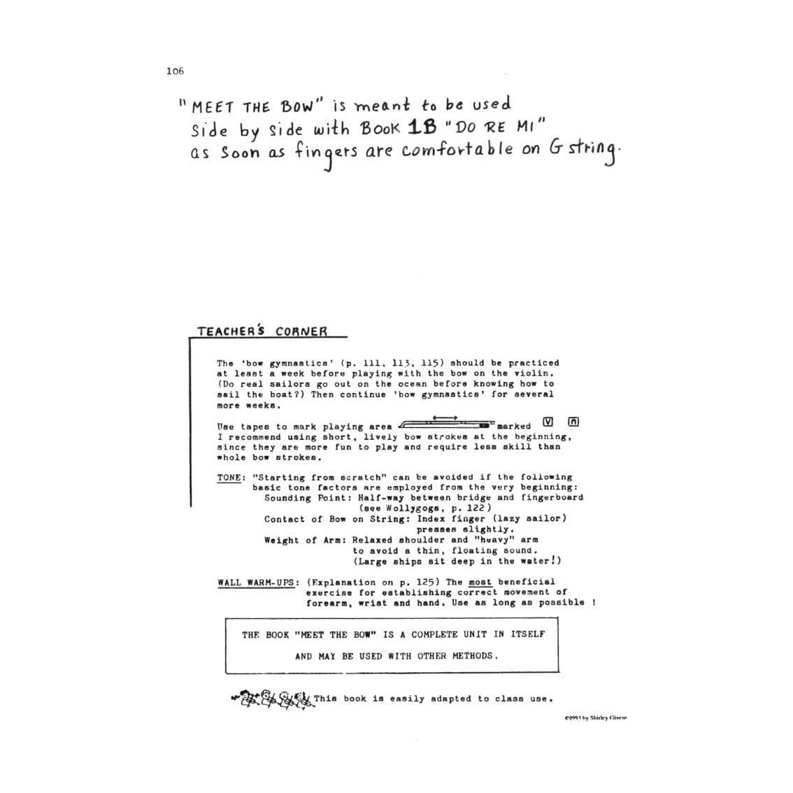 Givens, Shirley - Adventures in Violinland, Book 1C: "Meet the Bow" - Arioso Press Publication