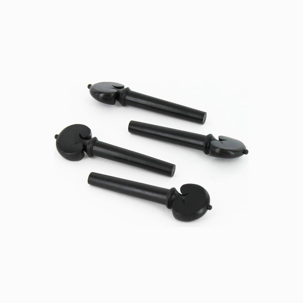 Set of Heart Shaped Ebony Violin Pegs with Black Pin 4/4 Size