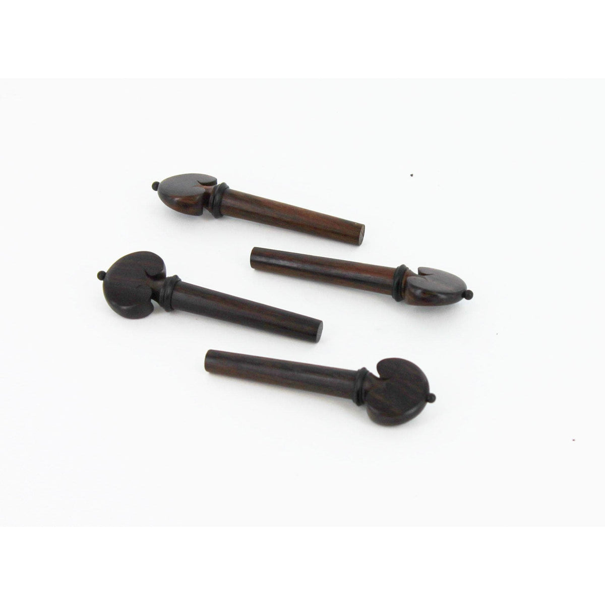 Set of Heart Shaped Rosewood Violin Pegs with Black Pin 4/4 Size