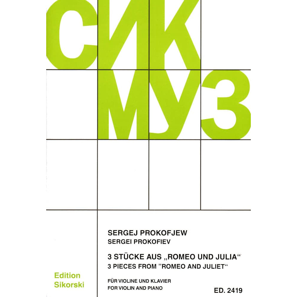Prokofiev, Sergei - 3 Pieces From Romeo And Juliet - for Violin and Piano - Edition Sikorski