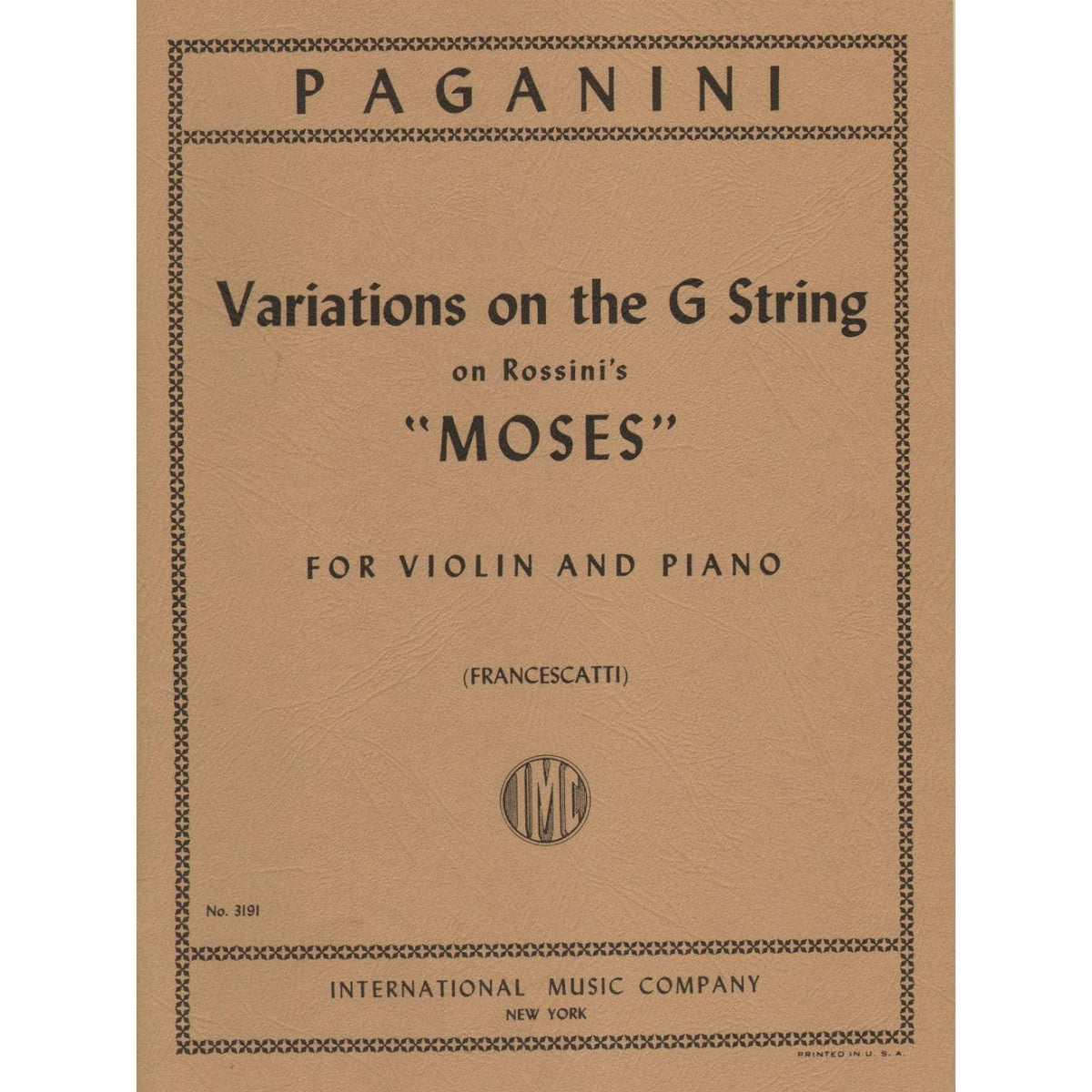 Paganini, Niccolò - Variations on the G String on Rossini's