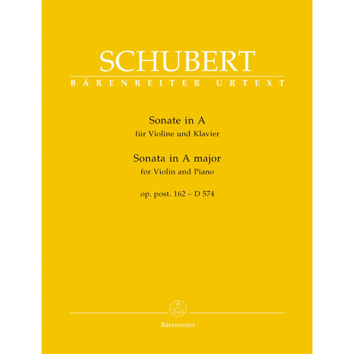 Schubert, Franz - Sonata in A Major (Duo), Op 162, D 574 For Violin and Piano URTEXT Published by Barenretier