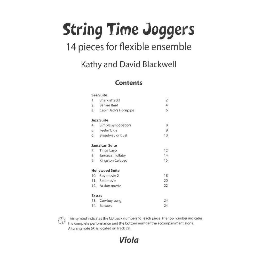 Blackwell, Kathy and David - String Time Joggers: 14 Pieces for Flexible Ensemble - Viola and Piano - Book/CD set - Oxford UP