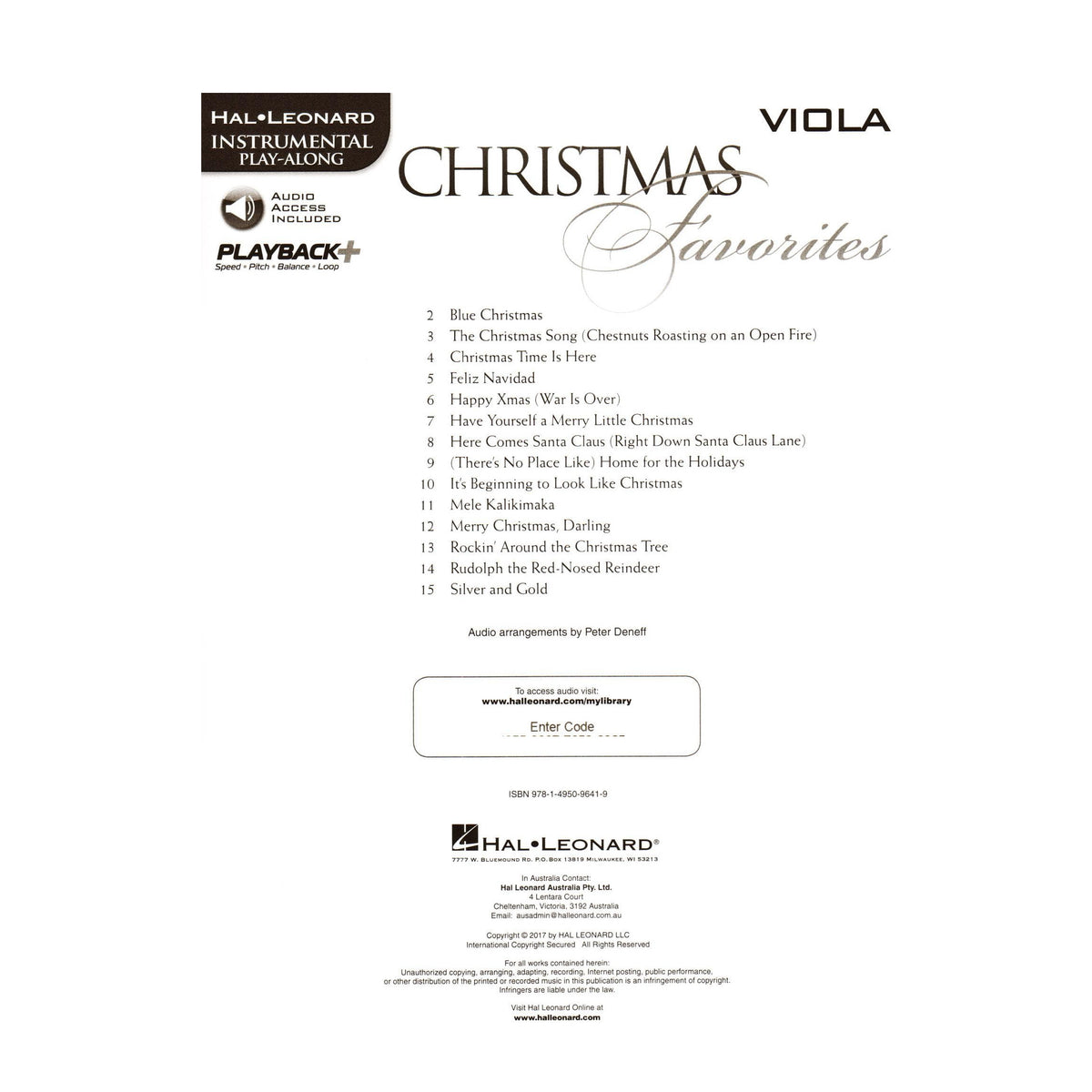 Christmas Favorites - 15 Holiday Favorites - for Viola - with Audio Play-Along - Hal Leonard