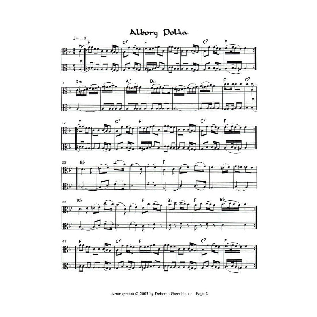 Greenblatt, Deborah - Danish Fiddle Tunes for Two Violas - Greenblatt & Seay Publications