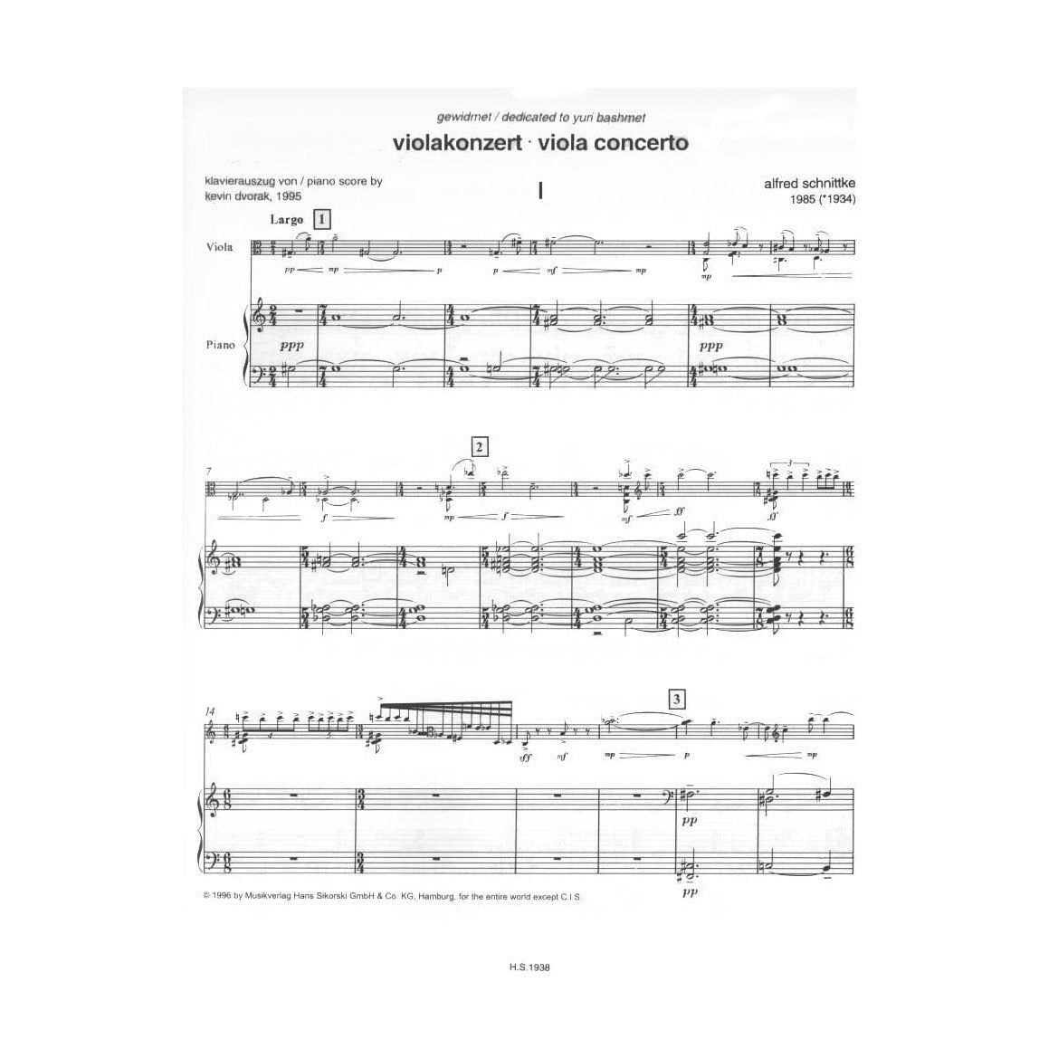 Schnittke - Concerto, for Viola and Piano Published by Sikorski