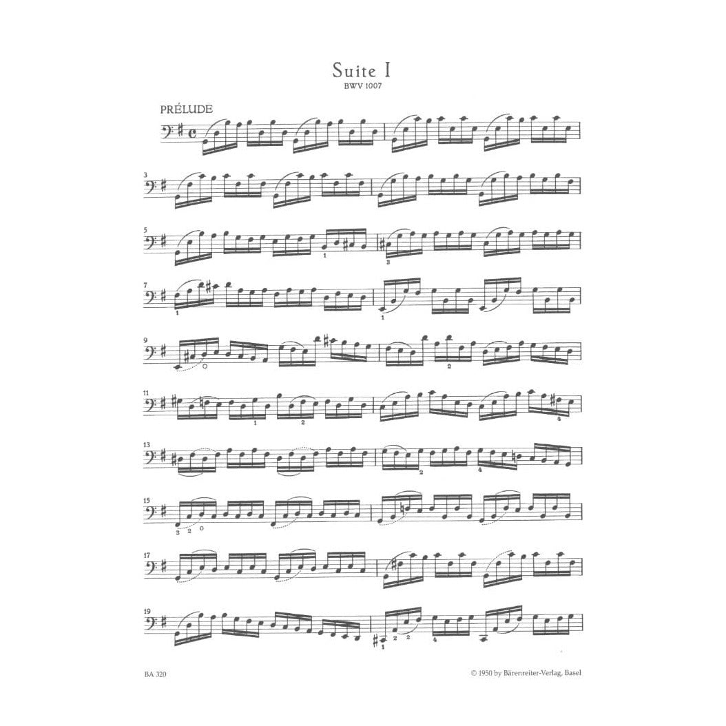 Bach, JS - 6 Suites, BWV 1007 1012 - Cello solo - edited by August Wenzinger - Bärenreiter Verlag