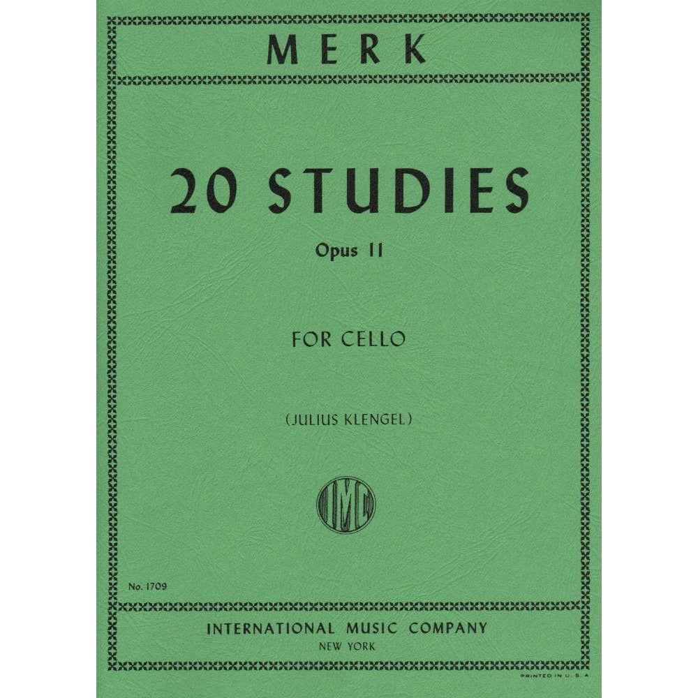 Merk, Joseph - 20 Studies, Op 11 - Cello solo - edited by Julius Klengel - International Music Co