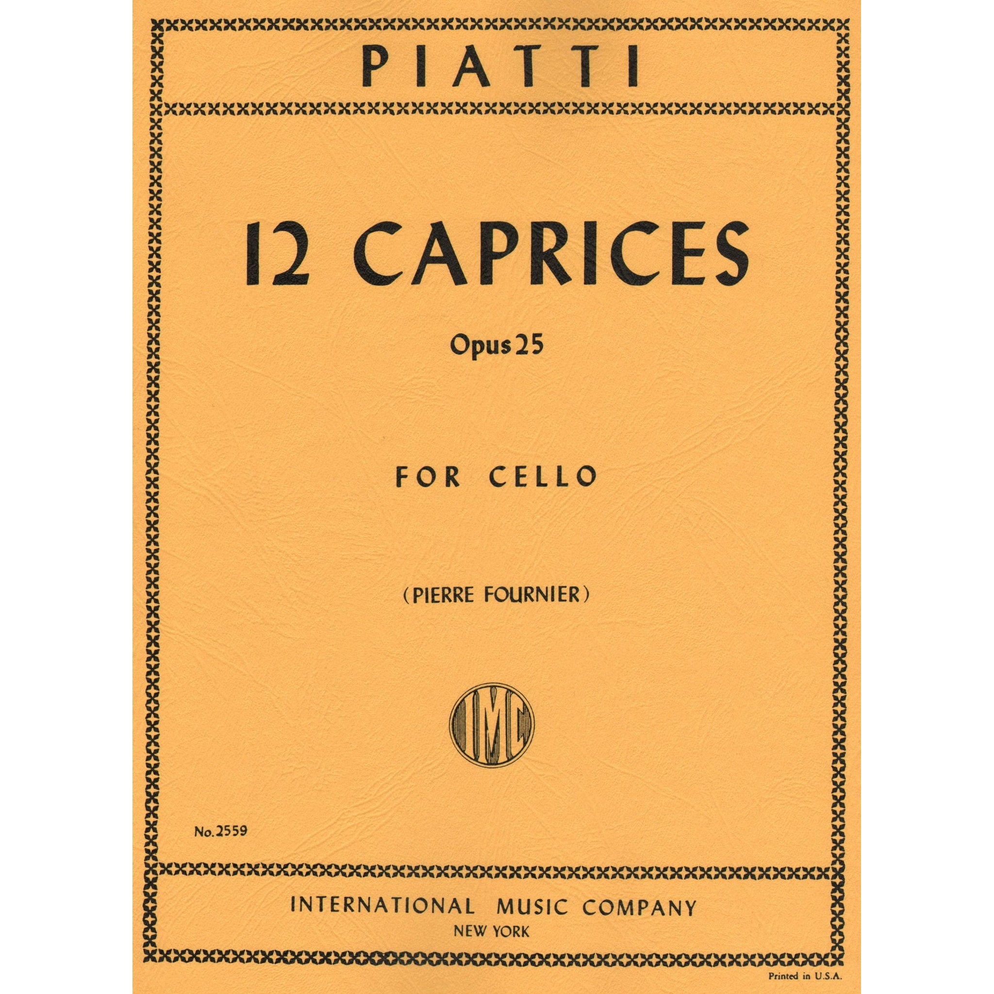 Piatti's 12 Caprices Op. 25 Sheet Music by Fournier