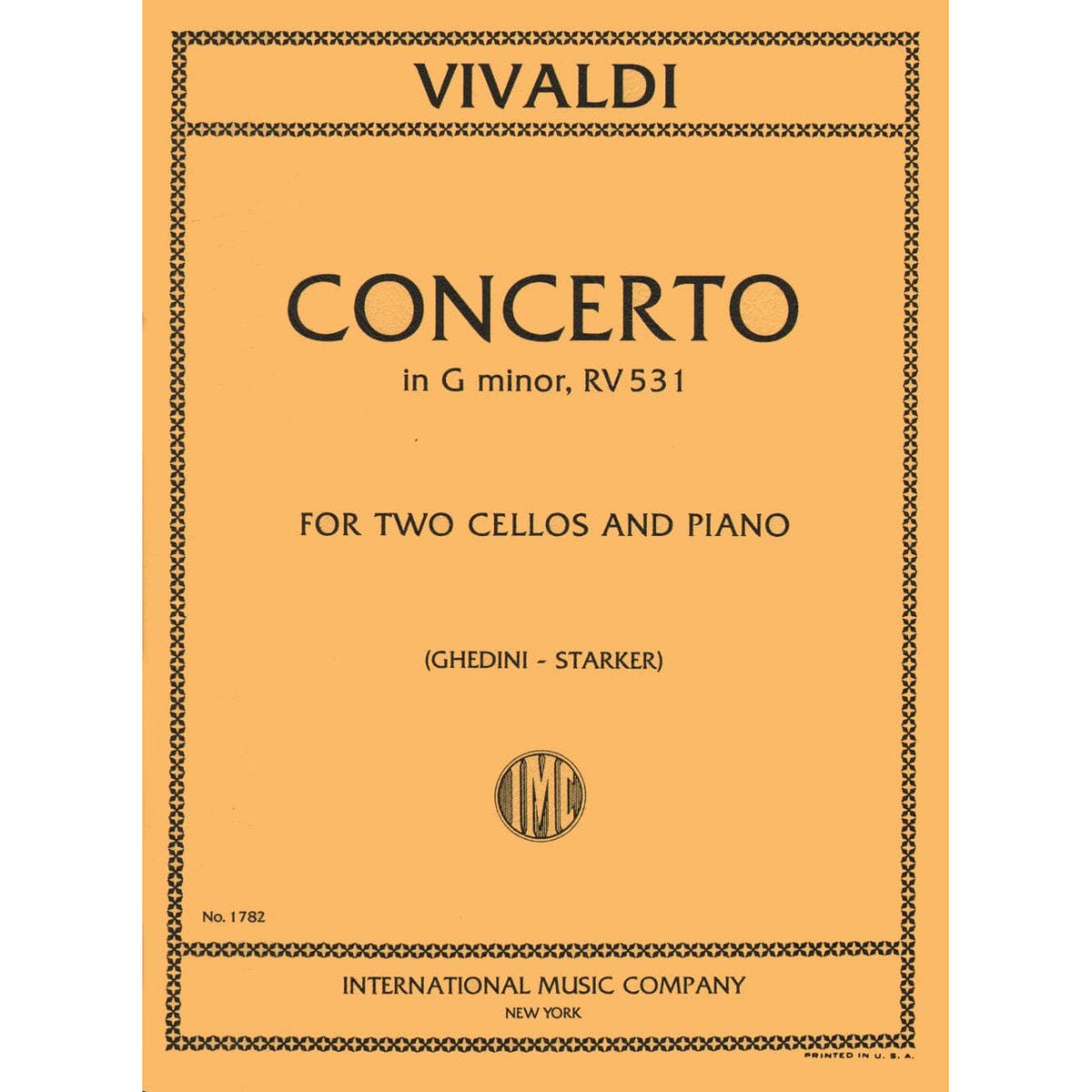 Vivaldi, Antonio - Concerto In g minor F III No 2 RV 531 For Two Cellos and Piano Edited by Starker Published by International Music Company