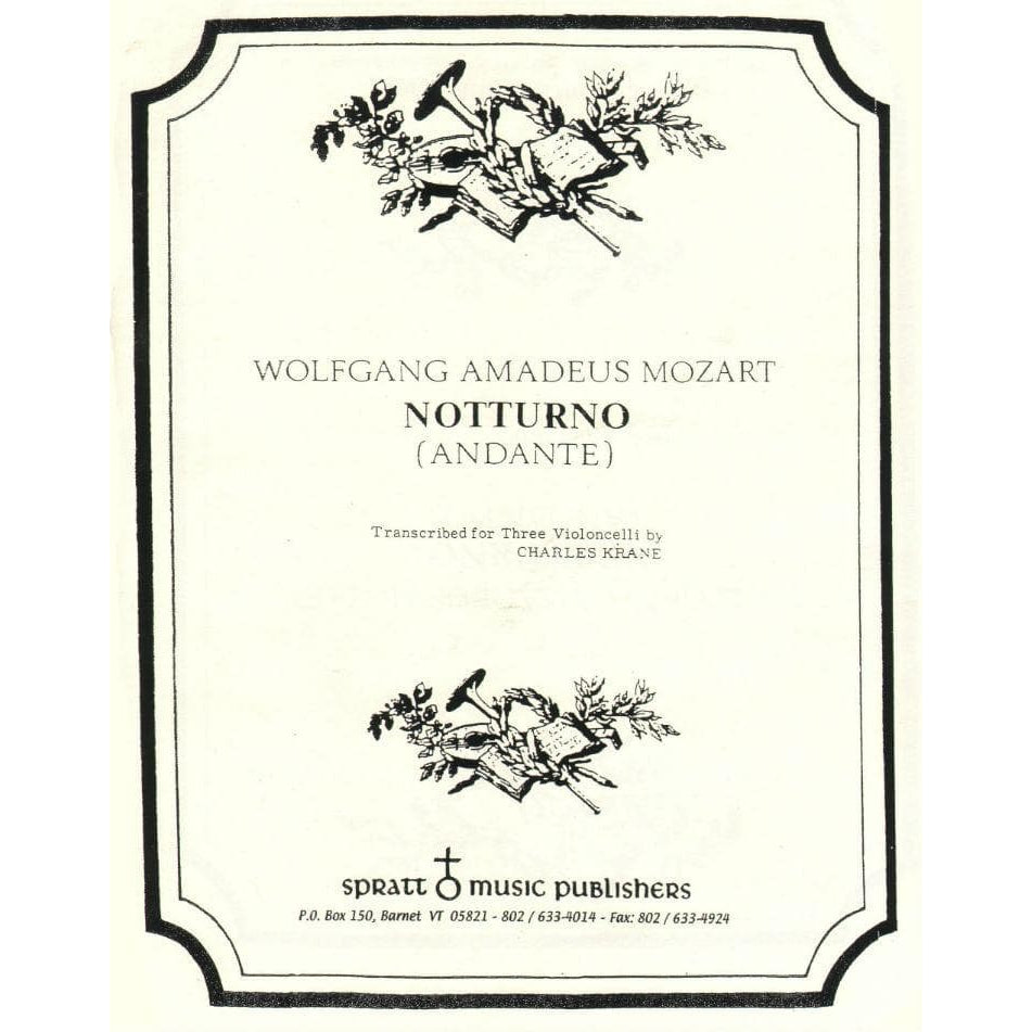 Mozart, WA - Notturno (Andante) - Three Cellos - transcribed by Charles Krane - Spratt Music Publishers