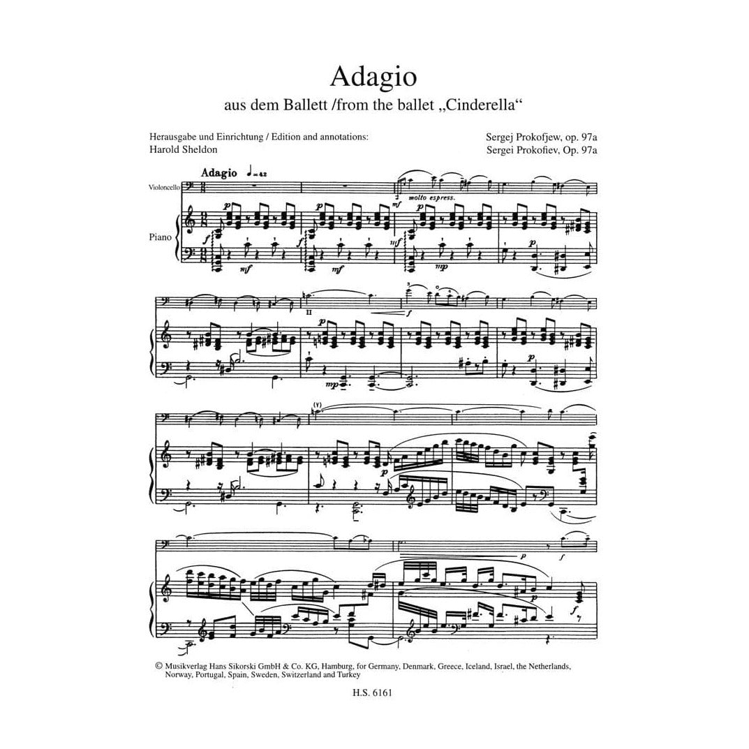 Prokofiev, Sergei - Adagio from Cinderella - for Cello and Piano - Sikorski