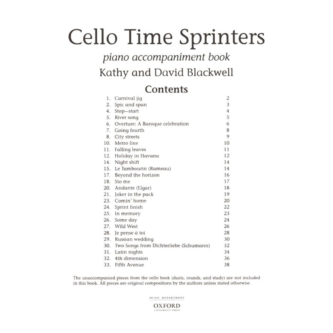 Blackwell, Kathy and David - Cello Time Piano Accompaniment - Oxford University Press Publication