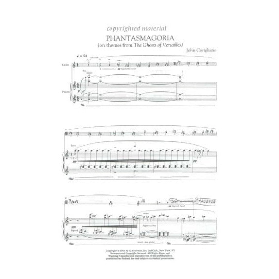 Corigliano, John - Phantasmagoria - for Cello and Piano - edited by Yo-Yo Ma - Schirmer