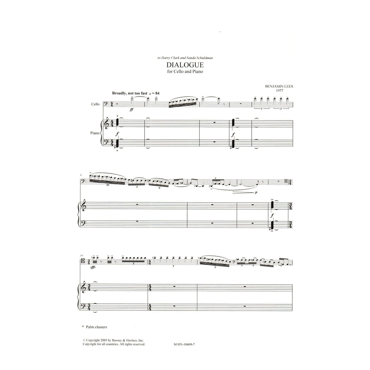 Lees, Benjamin - Dialogue for Cello and Piano - Boosey & Hawkes Edition