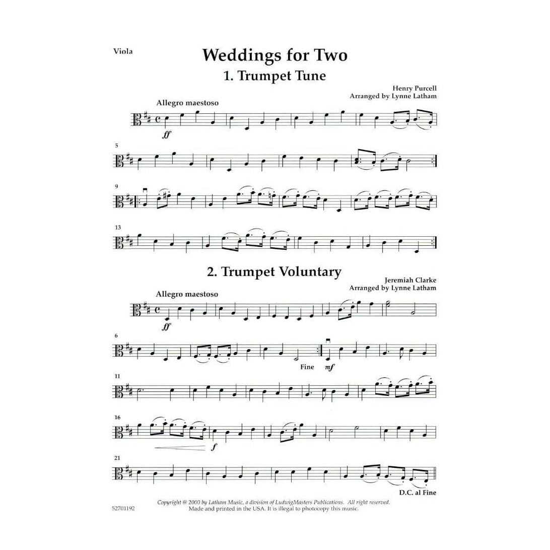 Weddings for Two - Viola part - arranged by Lynne Latham - Latham Music Enterprises