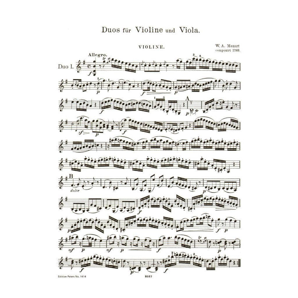 Mozart, WA - Duos, K 423 and 424 - Violin and Viola - edited by Hermann - Edition Peters