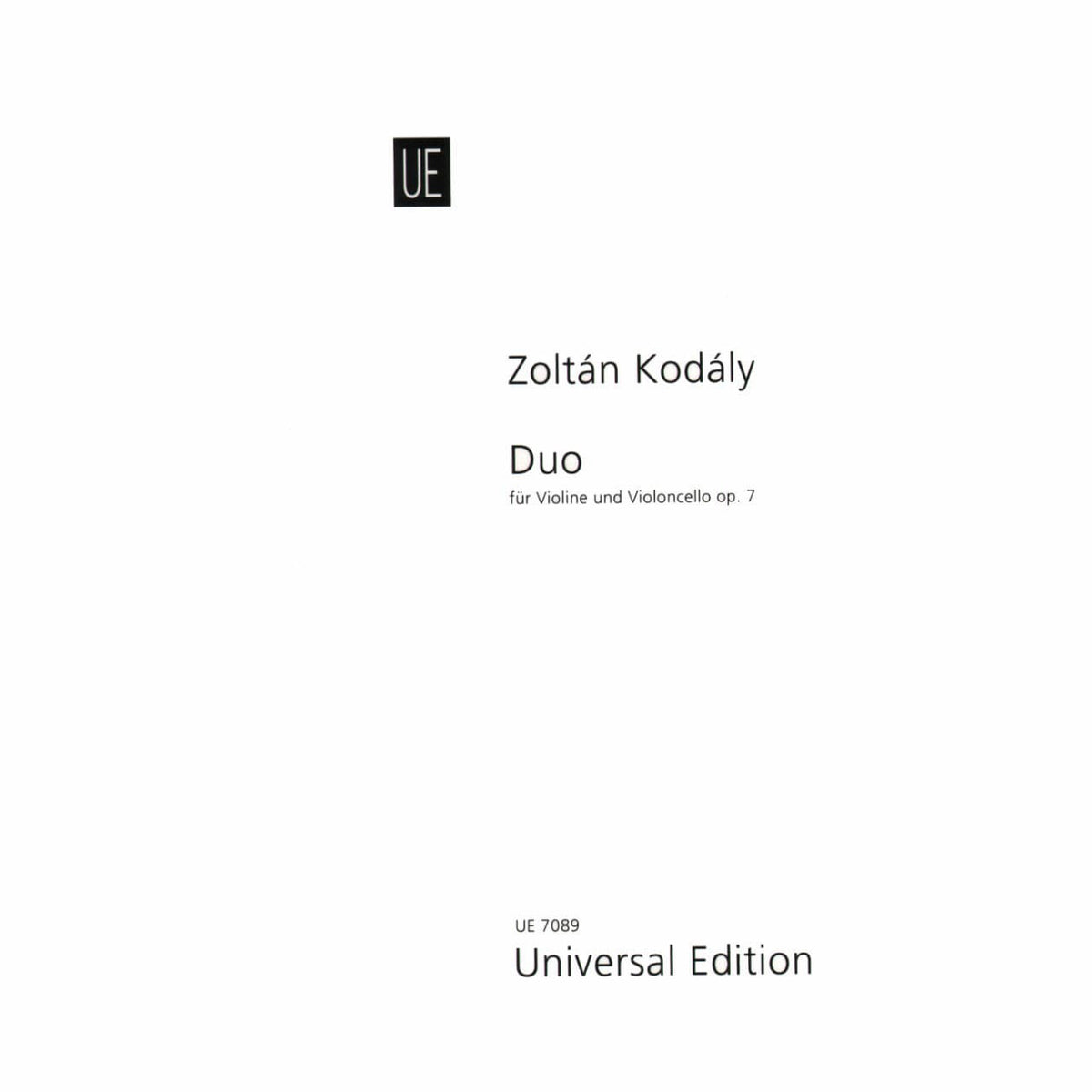 Kodály, Zoltán - Duo, Op 7 (1914) - Violin and Cello - Universal Edition