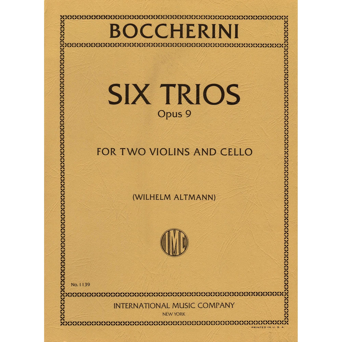Boccherini, Luigi - 6 Trios Op 9 G 89-94 for Two Violins and Cello - Arranged by Altmann-Lyman - International Edition