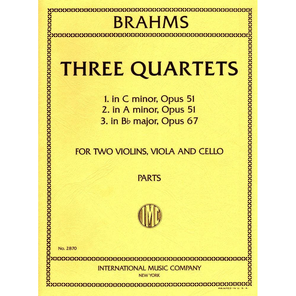 Brahms, Johannes - 3 Quartets Op 51 and 67 Parts for Two Violins, Viola and Cello - International Edition