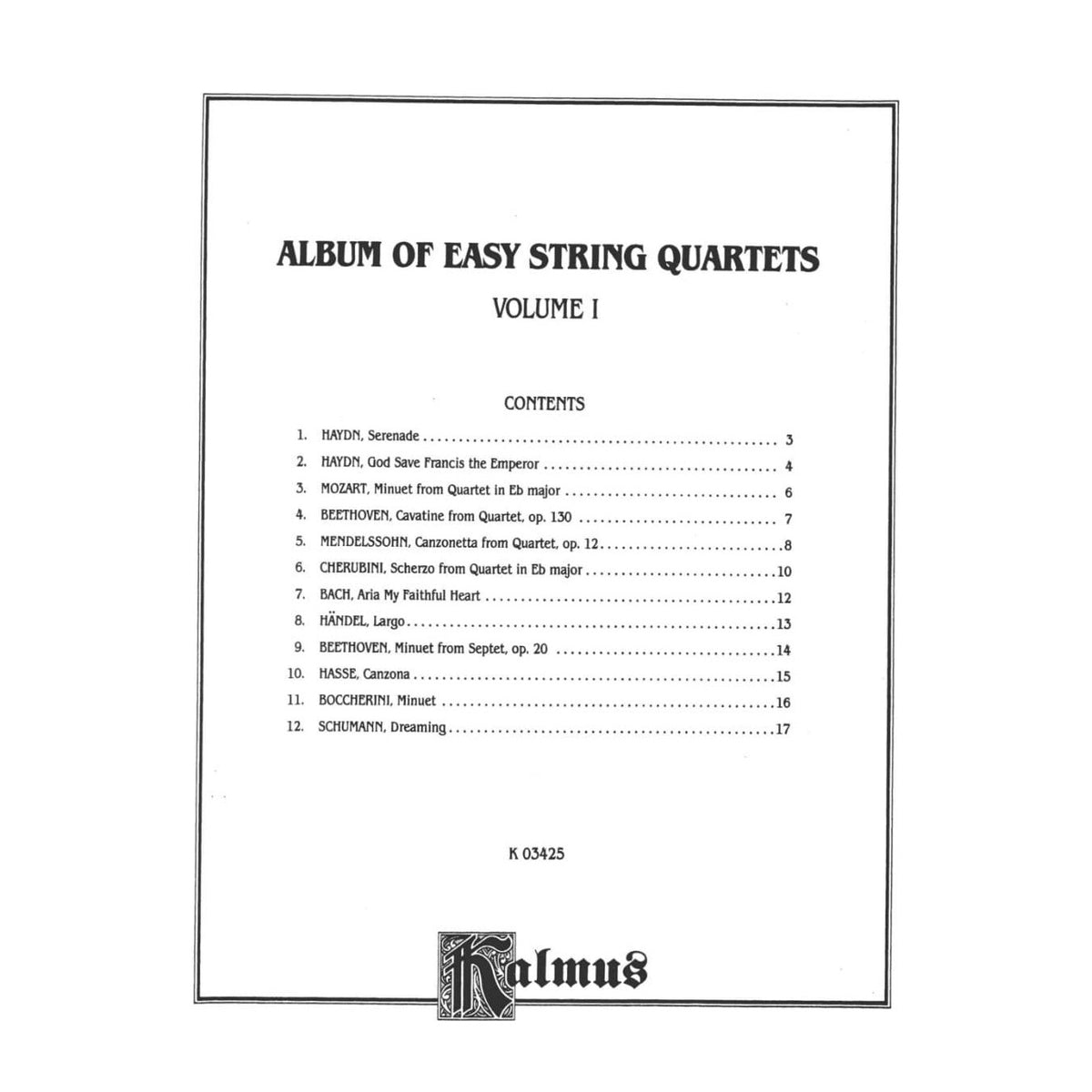 Album of Easy String Quartets Volume 1 - Kalmus Edition