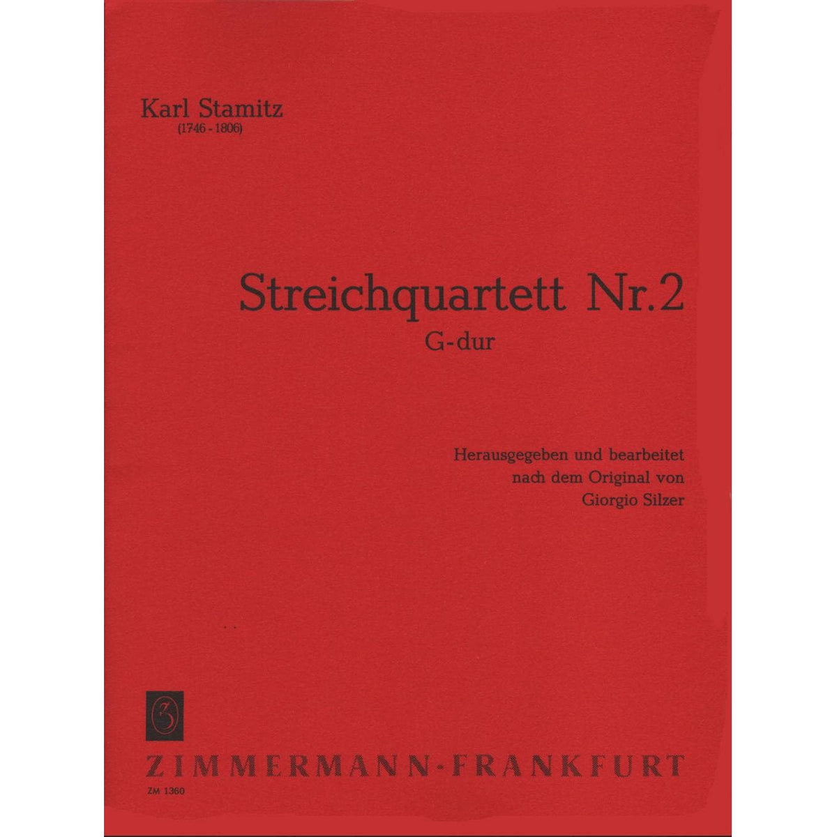 Stamitz - Quartet No 2 In G Major Published by Zimmermann - Frankfurt