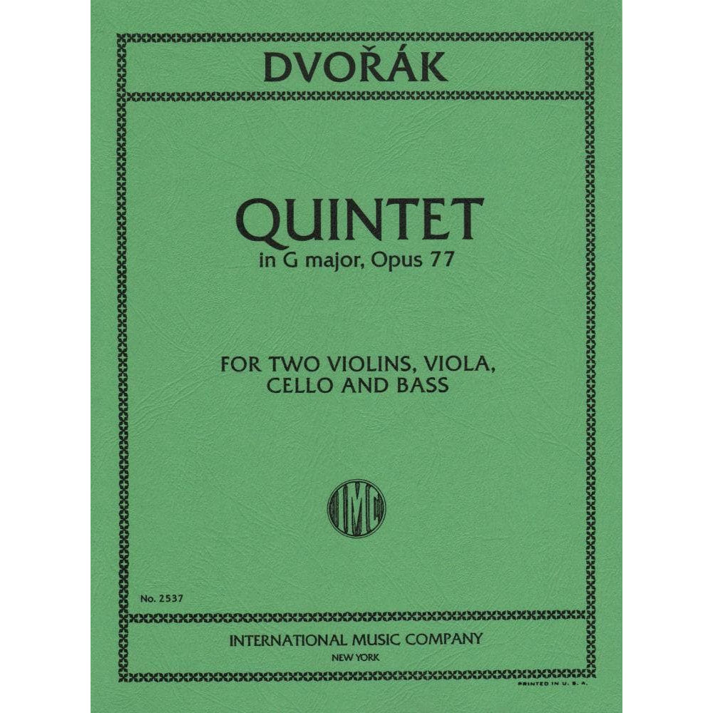 Dvorák, Antonín - Quintet In G Major, Op 77 - Two Violins, Viola, Cello, and Double Bass - International Edition