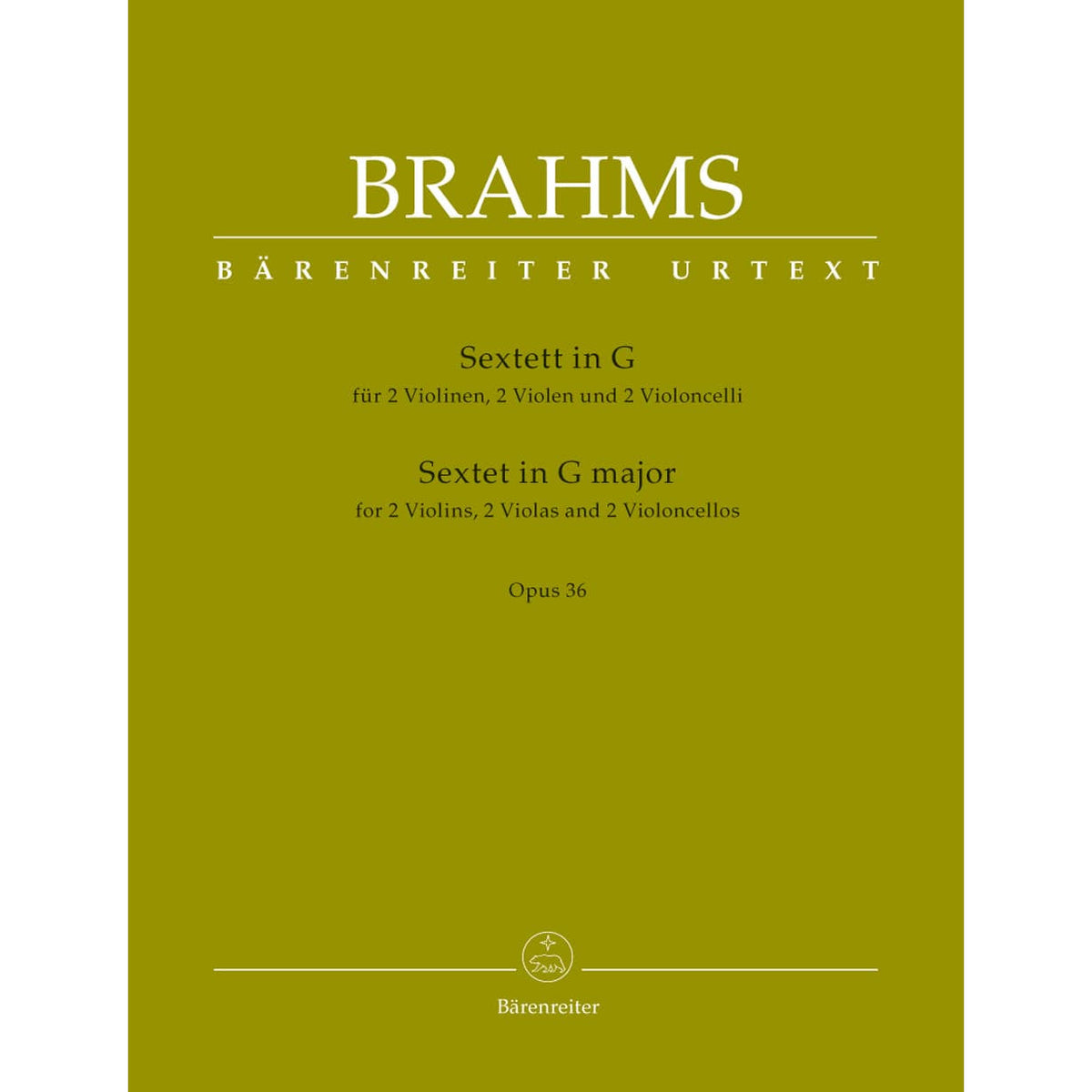 Brahms, Johannes - Sextet in G Major, Op 36 for 2 Violins, 2 Violas and 2 Cellos - edited by Christopher Hogwood - Bärenreiter