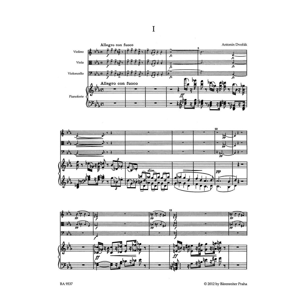 Dvorák, Antonin - Piano Quartet E-Flat Major, Op 87 - edited by Antonín Pokorný and Karel Solc - Bärenreiter
