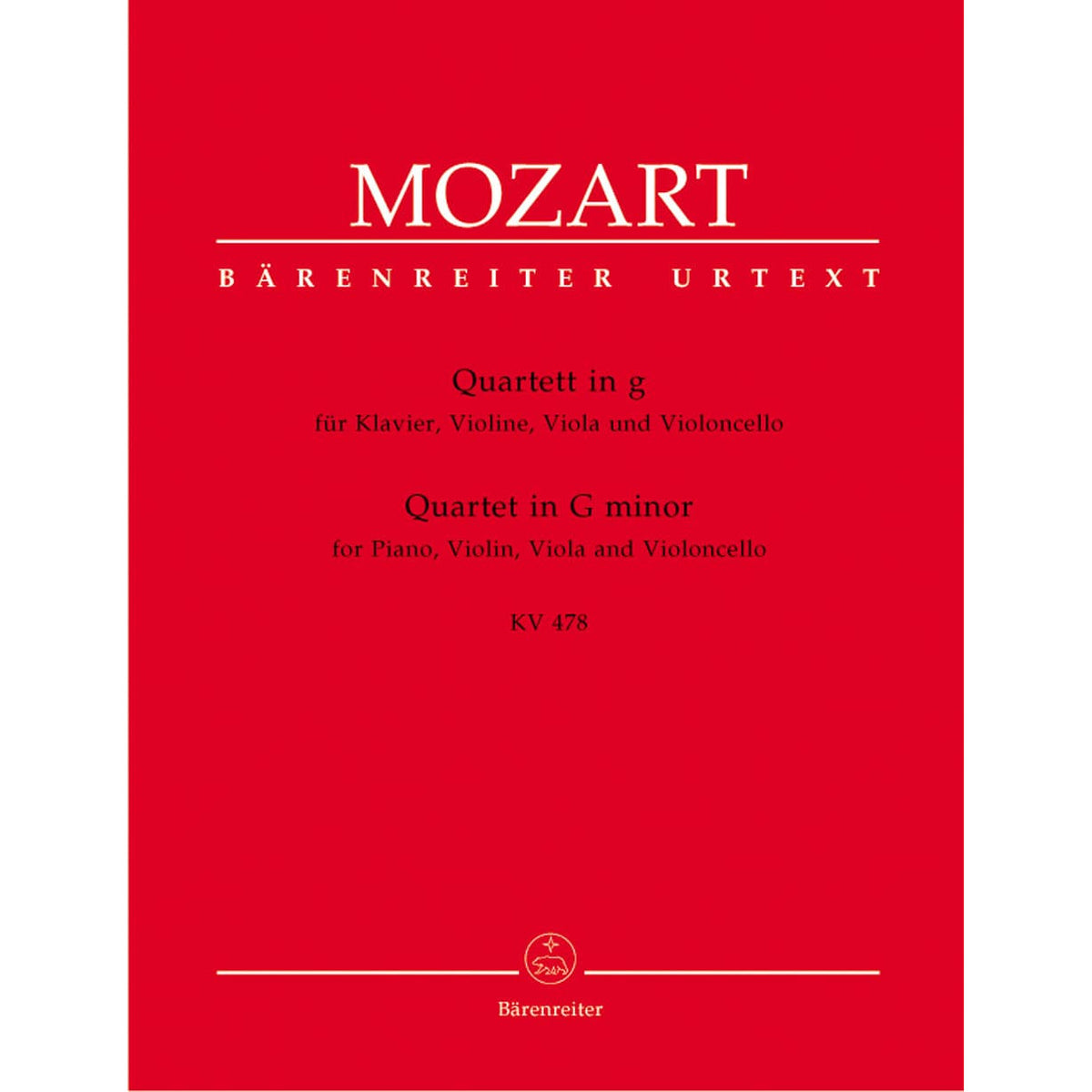 Mozart, WA - Piano Quartet in g minor, K 478 - Violin, Viola, Cello, and Piano - edited by Hellmut Federhofer - Bärenreiter Verlag URTEXT