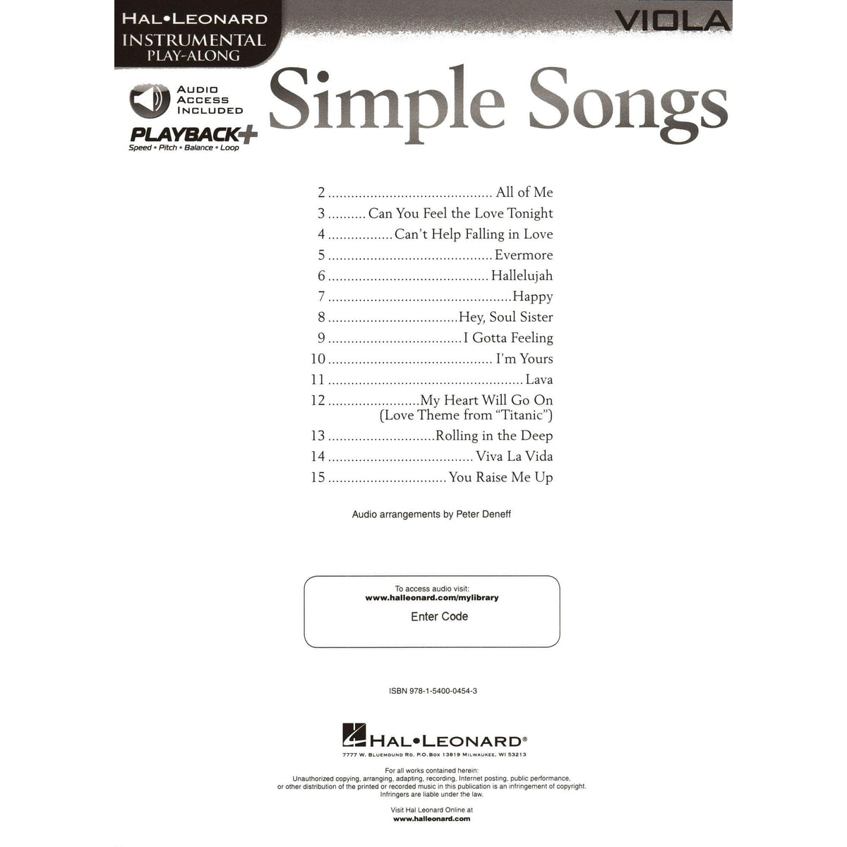 Simple Songs - 14 Well-Known Melodies - for Viola with Audio Access Included - Hal Leonard Instrumental Play-Along