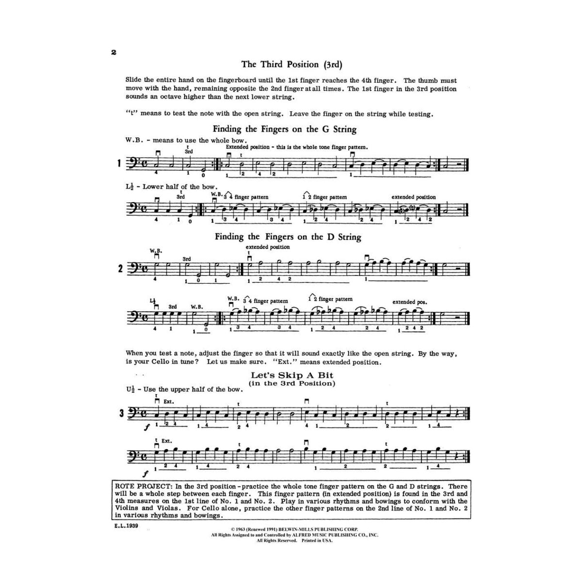 Applebaum, Samuel -3rd and 5th Position String Builder for Cello - Belwin/Mills Publication