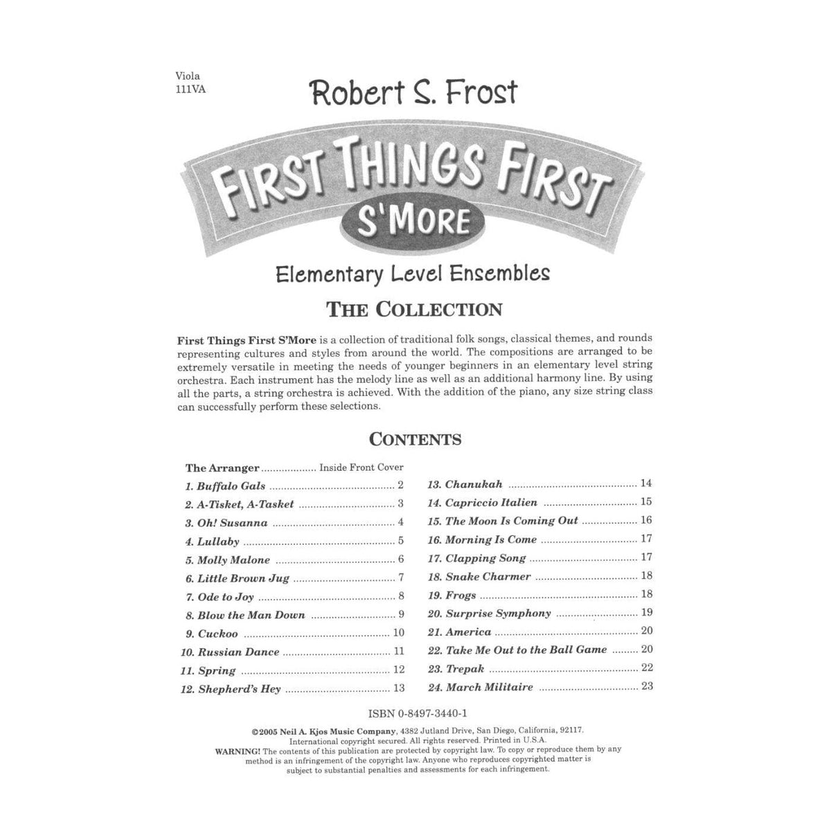 Frost, Robert S - First Things First: S'more (Book 2) - Viola - Neil A Kjos Music Co